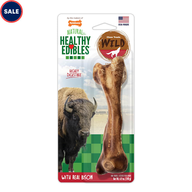 Nylabone Healthy Edibles Bison Flavored Large Dog Bone Chews, 4.9 oz