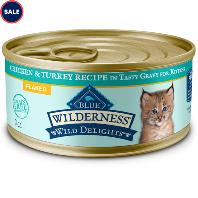 Blue Buffalo Wilderness Wild Delights Flaked Chicken & Trout in Tasty Gravy Natural Wet Food for Kittens, 3 oz., Case of 24 - Carousel image #1