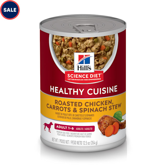 Hill's Science Diet Healthy Cuisine Adult Roasted Chicken Carrots & Spinach Canned Dog Food, 12.5 oz., Case of 12 - Carousel image #1