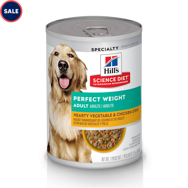 Hill s Science Diet Adult Perfect Weight Hearty Vegetable Chicken Stew Canned Dog Food 12.5 oz. Case of 12