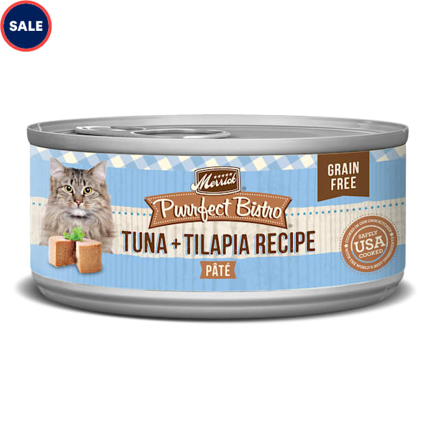Merrick Purrfect Bistro Grain Free Tuna & Tilapia Recipe Pate Wet Cat Food, 5.5 oz., Case of 24 - Carousel image #1
