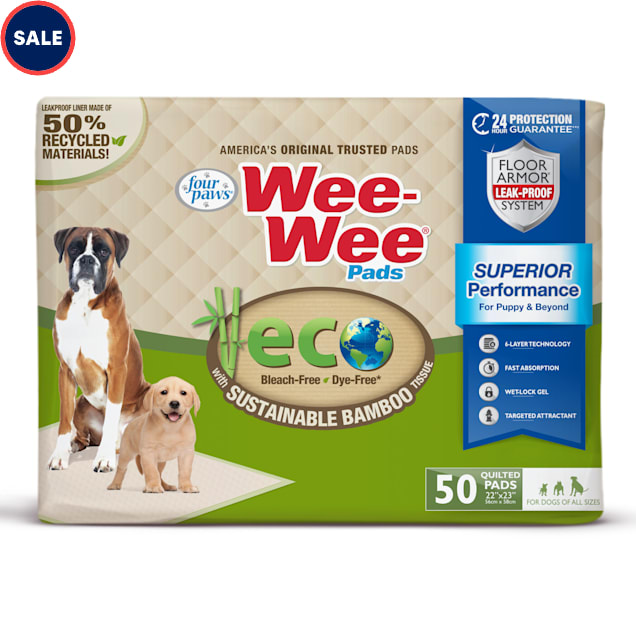 Wee-Wee Four Paws Superior Performance Eco Bamboo Dog Pee Pads, Count of 50 - Carousel image #1
