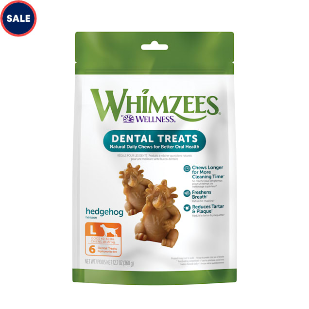 Whimzees Natural Grain Free Daily Dental Long Lasting Hedgehog Large Dog Treats, 12.7 oz., Pack of 6 - Carousel image #1