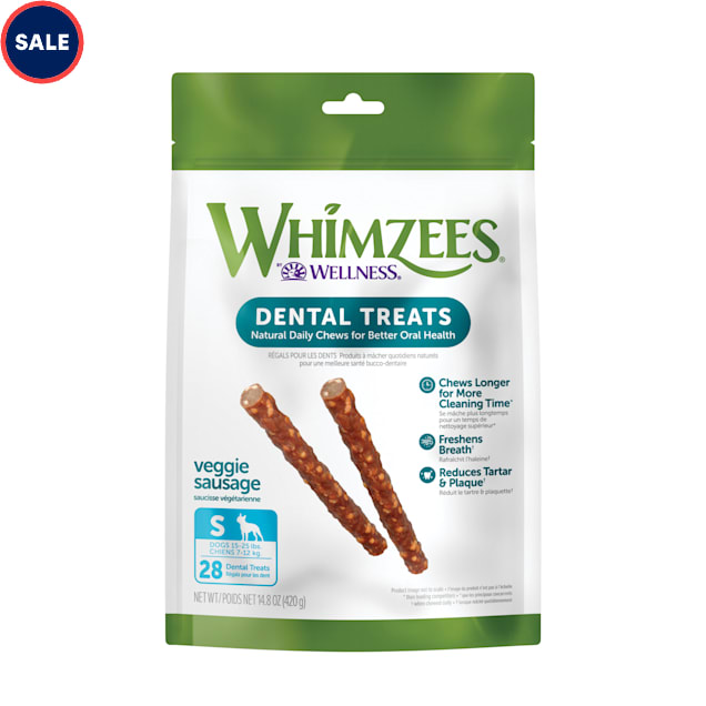 Whimzees Small Veggie Sausage Dog Treats, 28-count - Carousel image #1