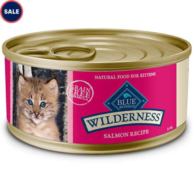 Blue Buffalo Wilderness Natural High Protein Grain Free Salmon Pate Wet Food for Kittens, 3 oz., Case of 24 - Carousel image #1
