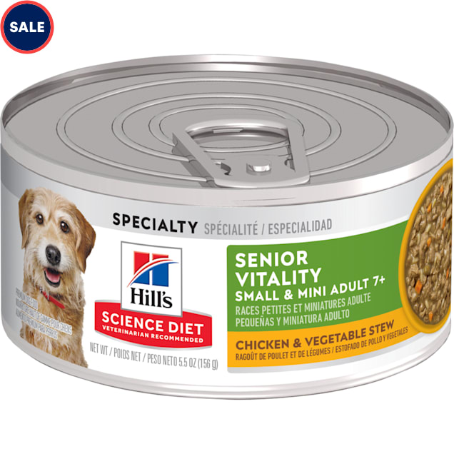 Hill's Science Diet Adult 7+ Senior Vitality Small, Mini Chicken & Vegetable Stew Canned Dog Food, 5.5 oz. - Carousel image #1