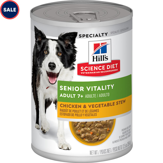 Hill's Science Diet Adult 7+ Youthful Vitality Chicken & Vegetable Stew Canned  Dog Food, 12.5 oz., Case of 12