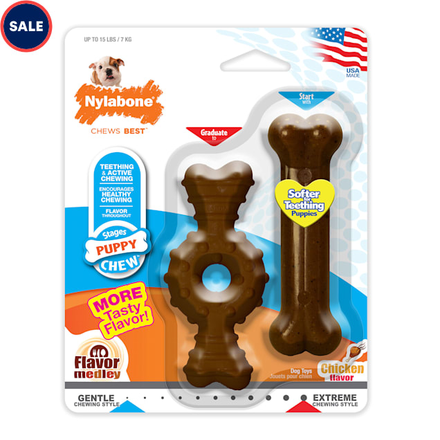 Nylabone Dura Chew Ring Bone Puppy Chew Bone Twin Pack Dog Toy