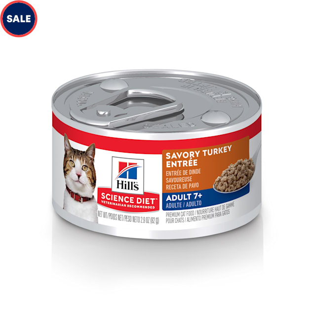 Hill's Science Diet Adult 7+ Savory Turkey Entree Canned Wet Cat Food, 2.9 oz., Case of 24 - Carousel image #1