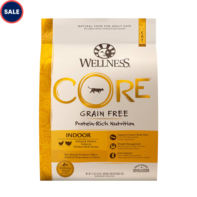 Wellness CORE Natural Grain Free Chicken & Turkey Dry Indoor Cat Food, 11-Pound Bag - Carousel image #1