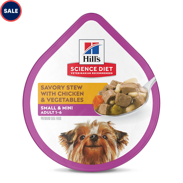 Hill s Science Diet Adult Small Paws Savory Stew Chicken Vegetables Canned Dog Food 3.5 oz. Case of 12