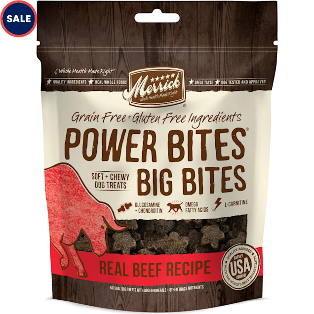 Merrick Power Bites Big Bites Beef and Sweet Potato Recipe Dog Treats, 6 oz. - Carousel image #1