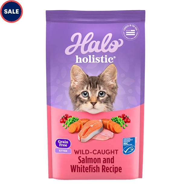 Halo Holistic Complete Digestive Health, Grain Free Wild-caught Salmon and Whitefish Recipe Dry Kitten Food, 3 lbs. - Carousel image #1
