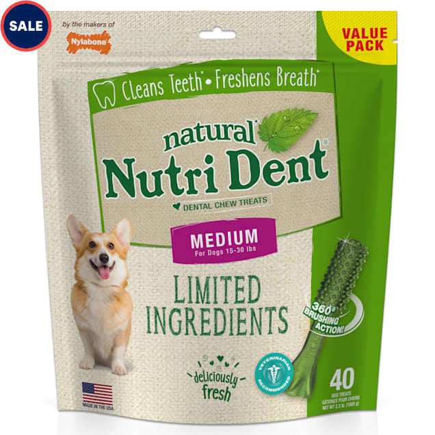 Nylabone Nutri Dent Medium Fresh Breath Dental Chews, 2.3 lbs., 40
