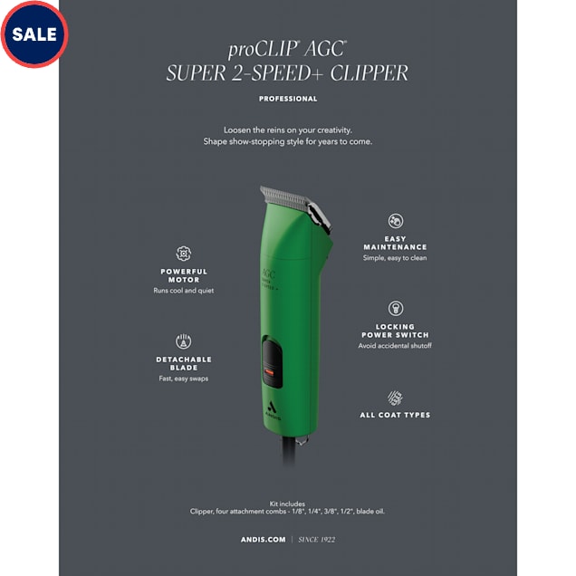 Andis ProClip AGC Super 2-Speed Detachagle Blade Clipper, Green