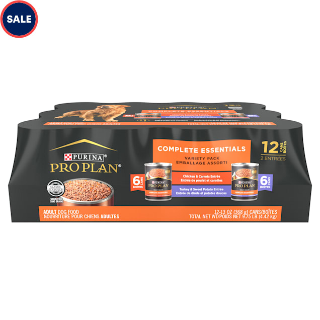 Purina Pro Plan Complete Essentials Grain Free Chicken and Turkey Entrees  Adult Wet Dog Food Variety Pack, 13 oz., Case of 12 Petco