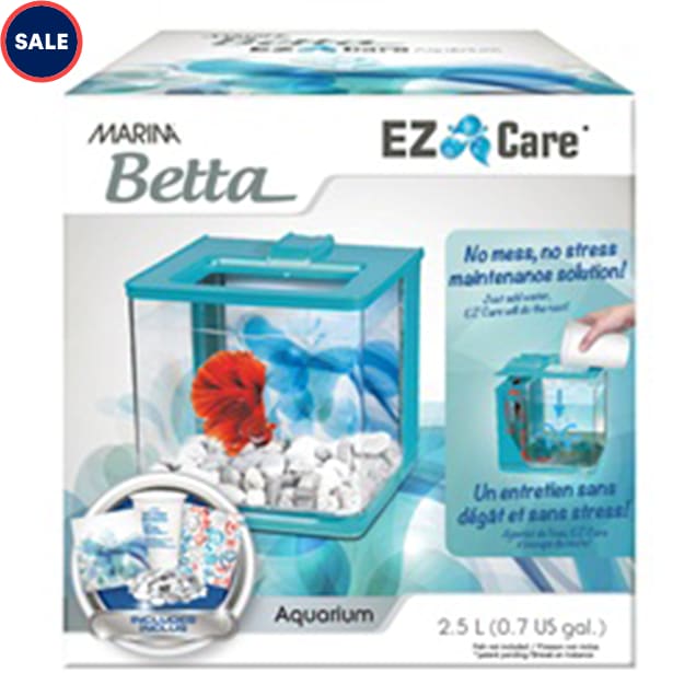 Marina betta aquarium white ez shop care plus kit 1.35 gallon