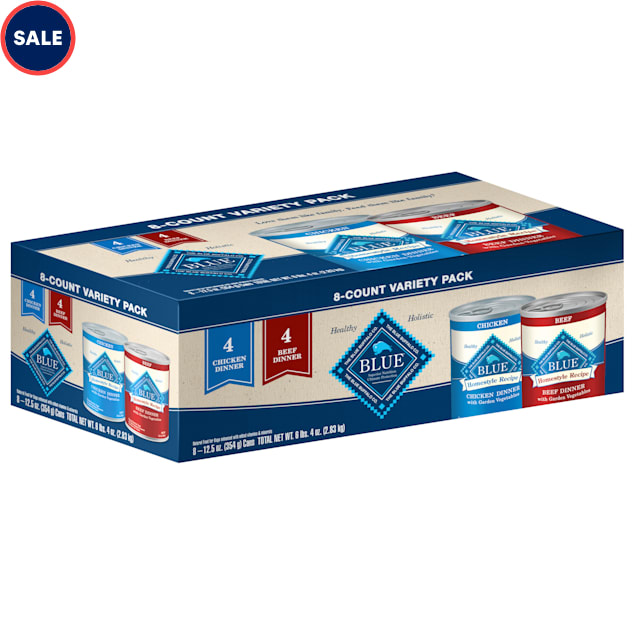 Blue Buffalo Homestyle Recipes Variety Pack Beef and Chicken Wet Dog Food,  12.5 oz., Count of 8