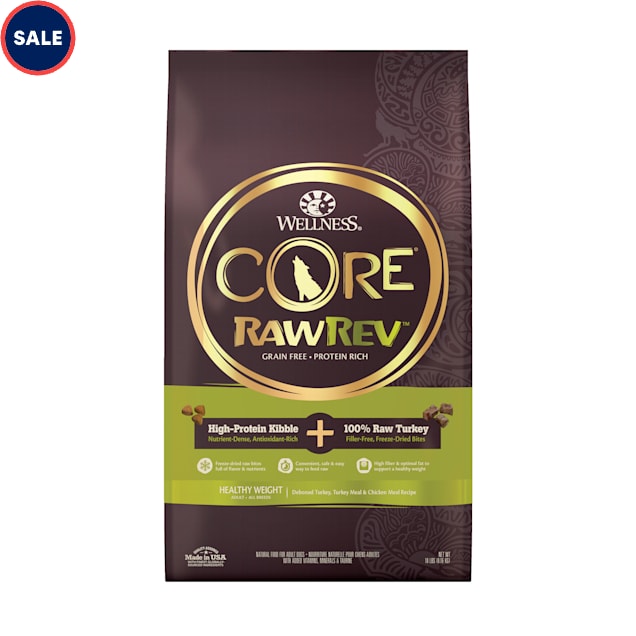Wellness CORE RawRev Grain Free Natural Healthy Weight Deboned Chicken with Freeze Dried Turkey Recipe Dry Dog Food, 18 lbs. - Carousel image #1