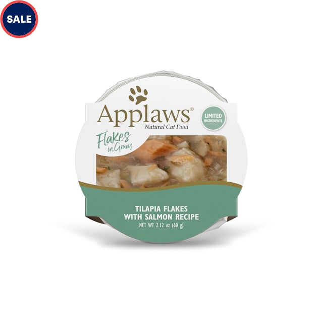 Applaws Natural Tilapia with Sockeye Salmon Flakes in Gravy Wet Cat Food, 2.12 oz., Case of 18 - Carousel image #1