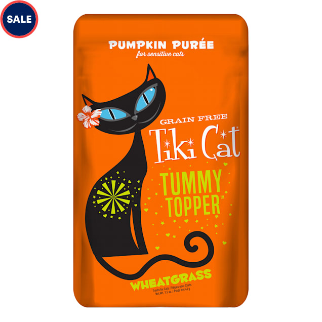 Tiki Cat Tummy Topper Pumpkin & Wheatgrass Cat Treat, 1.5 oz., Case of 12