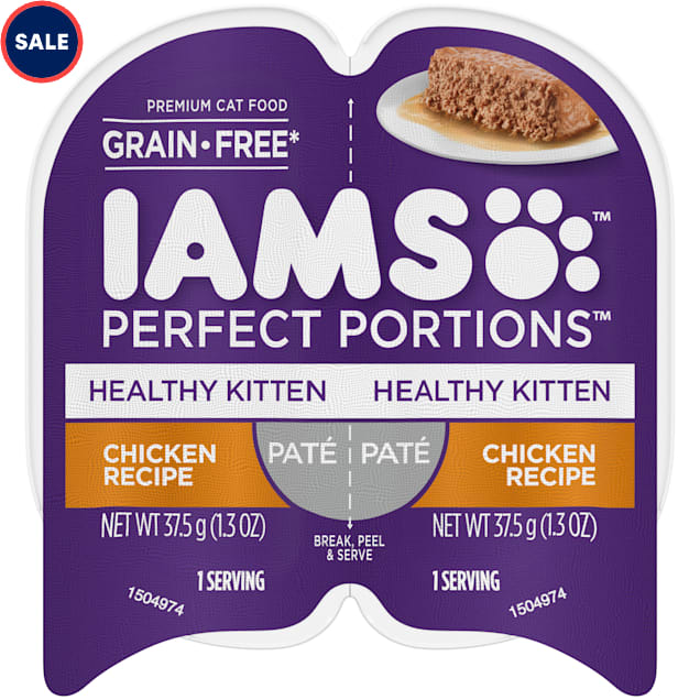 Iams Perfect Portions Grain Free Healthy Kitten Chicken Recipe Pate Adult Wet Food, 2.6 oz., Case of 24 - Carousel image #1
