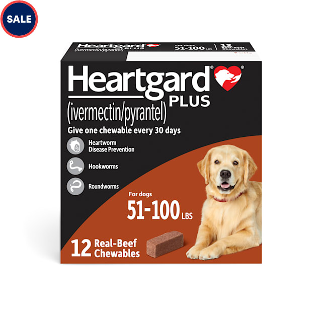 Heartgard Plus Chewable Tablets for Dogs 51 - 100 lbs. (Brown), Pack of ...