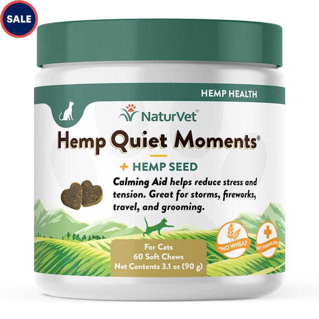 NaturVet Hemp Quiet Moments Plus Hemp Seed Soft Chews for Cats, Count of 60 - Carousel image #1