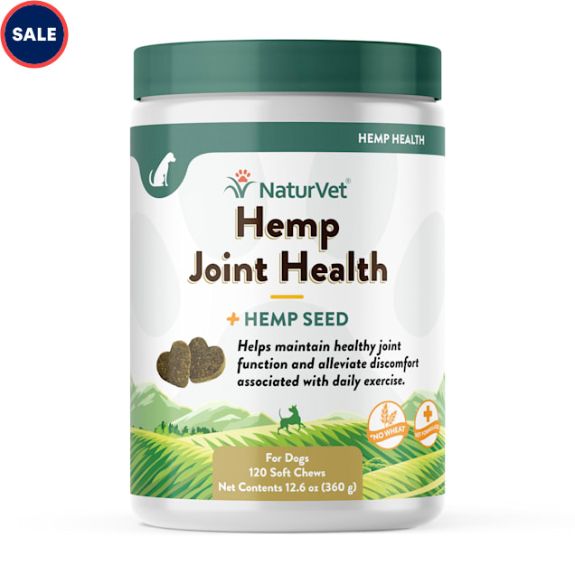 NaturVet Hemp Joint Health Plus Hemp Seed Soft Chew for Dogs, Count of 120