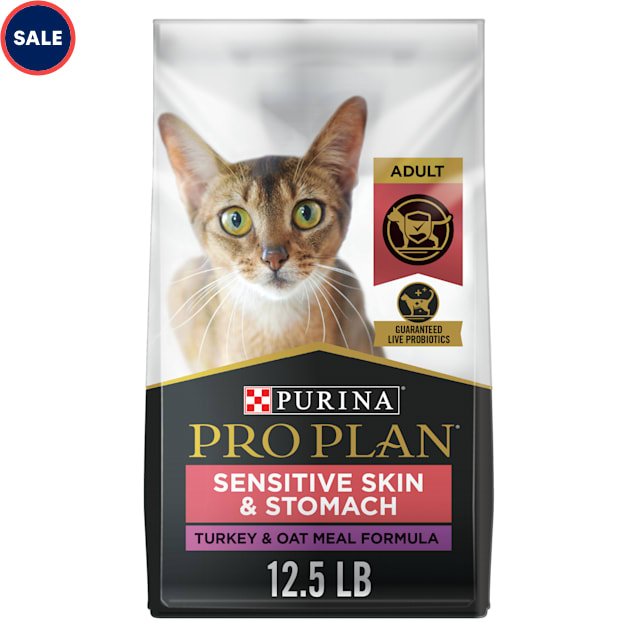 Purina Pro Plan with Probiotics Natural Sensitive Skin Stomach Turkey Oat Meal Dry Cat Food 12.5 lbs