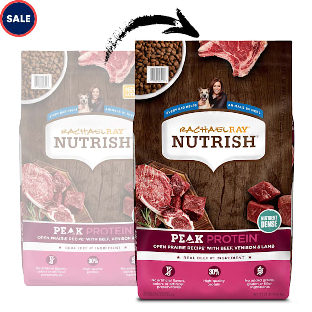 Rachael Ray Nutrish Peak Natural Grain Free Open Range Recipe With Beef,  Venison & Lamb Dry Dog Food, 23 lbs.