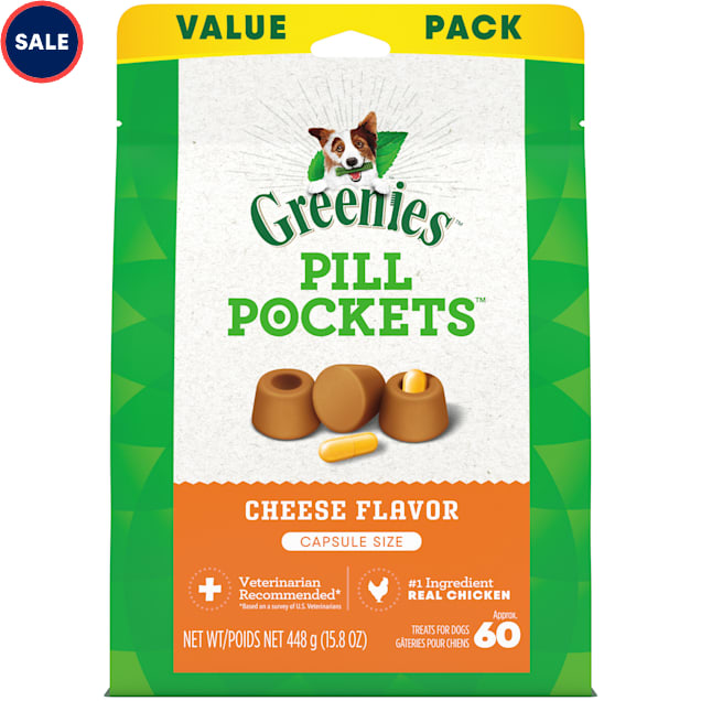 Greenies Pill Pockets Capsule Size Cheese Flavor for Large Dog Treats, 15.8 oz., Count of 60 - Carousel image #1
