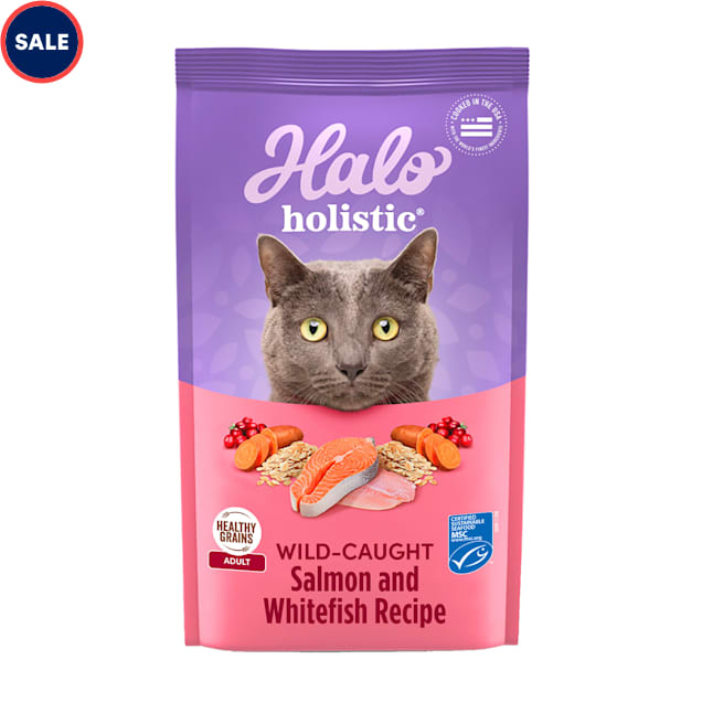 Halo Holistic Complete Digestive Health Wild-caught Salmon & Whitefish Recipe Adult Dry Cat Food, 10 lbs. - Carousel image #1