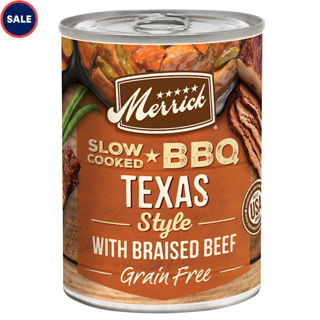 Merrick BBQ Grain Free Slow-Cooked Texas Style with Braised Beef Canned Wet Dog Food, 12.7 oz. - Carousel image #1