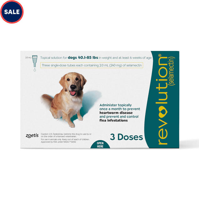 Revolution Topical Solution for Dogs 40.1- 85 lbs, 3 Month Supply - Carousel image #1