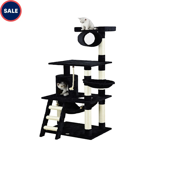 Go Pet Club Black 62" Cat Tree Condo with Hammock and Side Basket - Carousel image #1