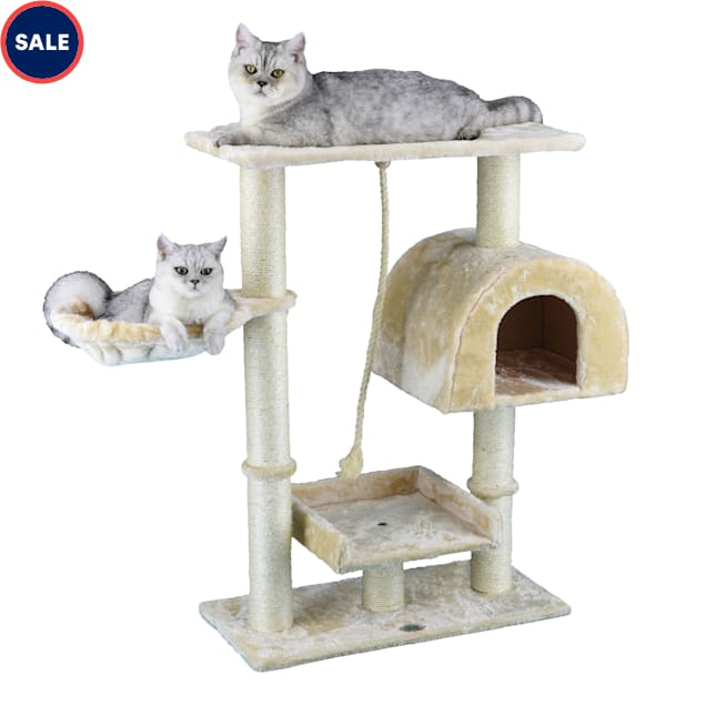 Go Pet Club Beige 36" Cat Tree Condo with Side Basket Petco