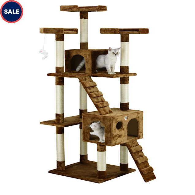 Go Pet Club Brown 72"Cat Tree Condo with Two Ladders - Carousel image #1