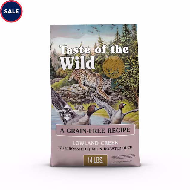 Taste of the Wild Lowland Creek Grain-Free Roasted Quail & Roasted Duck Dry Cat Food, 14 lbs. - Carousel image #1