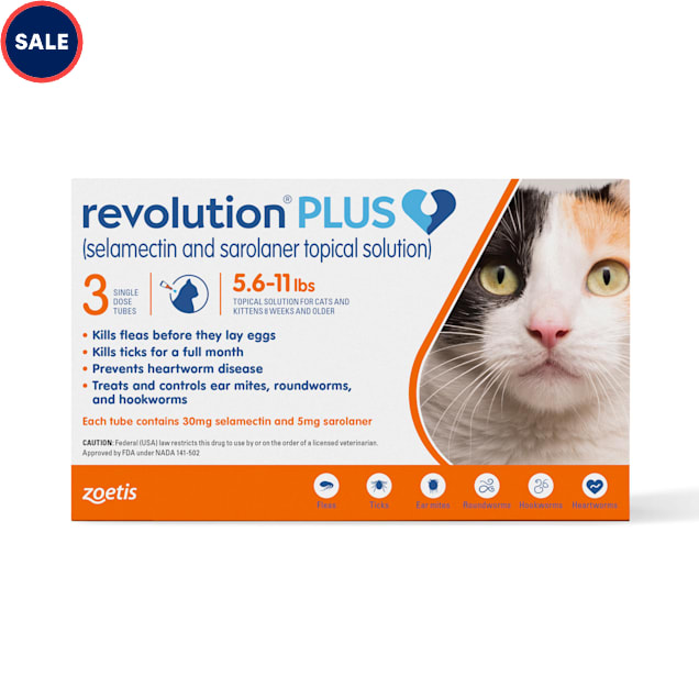 Revolution Plus Topical Solution 5.6-11lbs Cat, 3 Month Supply - Carousel image #1