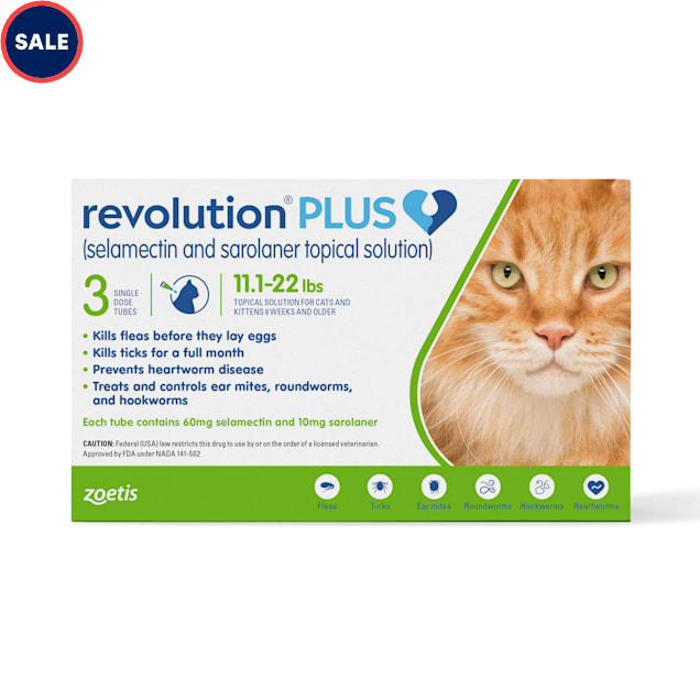 Revolution Plus Topical Solution 11.1-22lbs Cat, 3 Month Supply - Carousel image #1