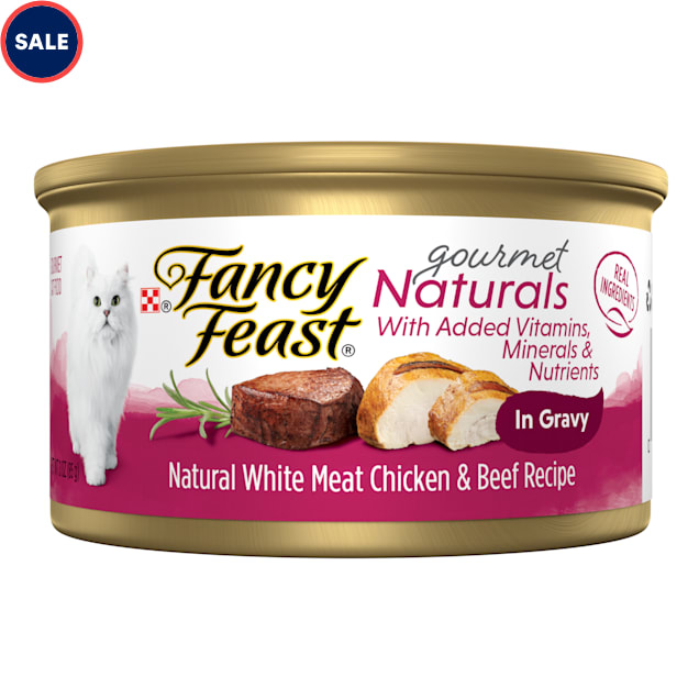 Fancy Feast Gourmet Naturals White Meat Chicken Beef Recipe Gravy Wet Cat Food 3 oz. Case of 12 Petco