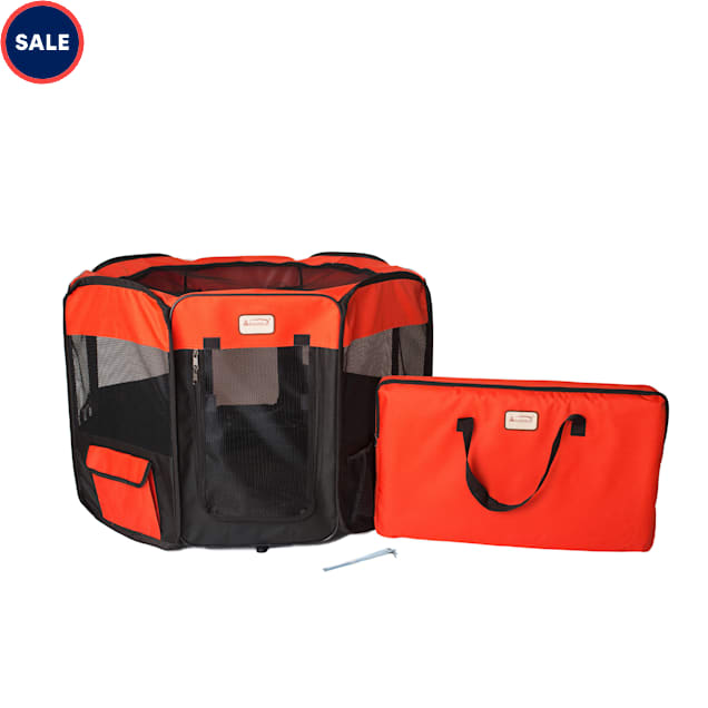 Armarkat Model PP002R Portable Pet Playpen in Black and Red Combo