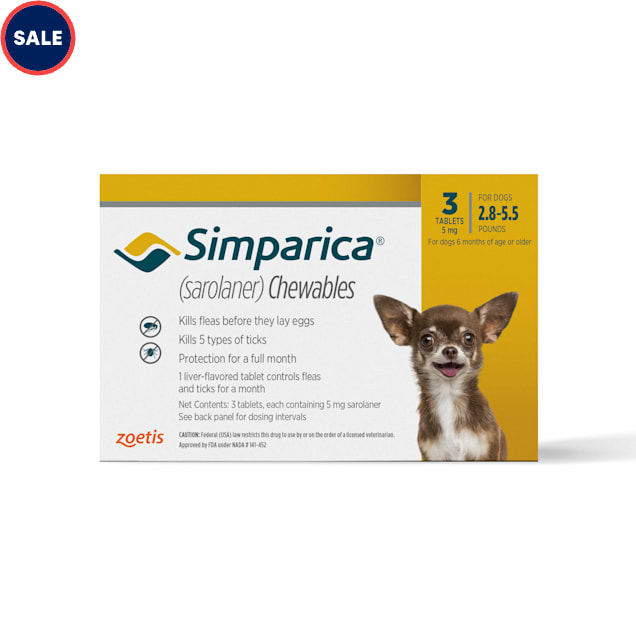 Simparica Chewable for Dogs 2.8-5.5 lbs, 3 Month Supply - Carousel image #1