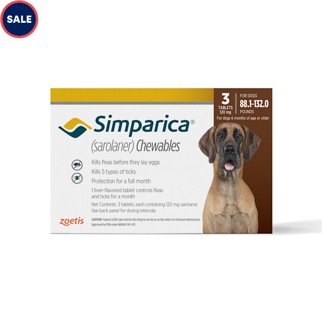 Simparica Chewable for Dogs 88.1-132 lbs, 3 Month Supply - Carousel image #1