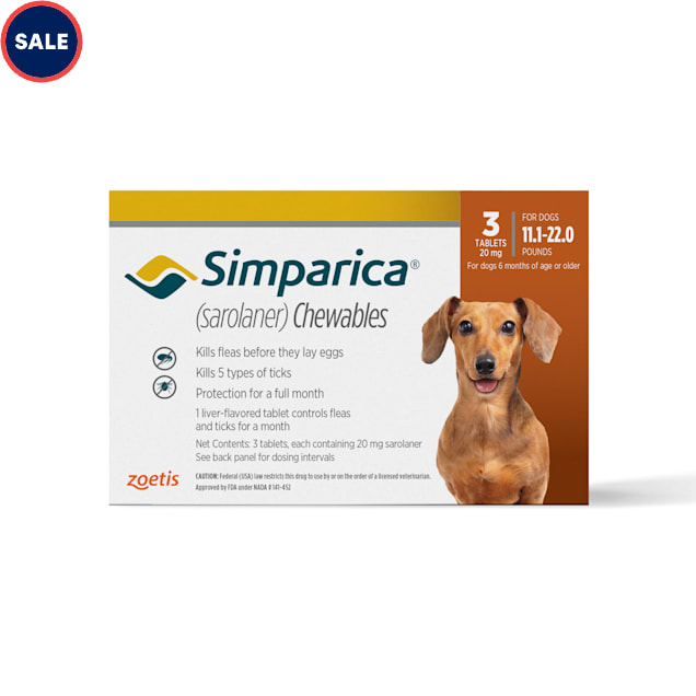 Simparica Chewable for Dogs 11.1-22 lbs, 3 Month Supply - Carousel image #1