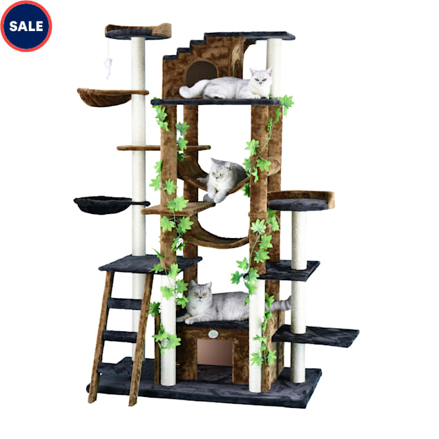 Go Pet Club Black Brown Forest Cat Tree with Leaves 77 H Petco