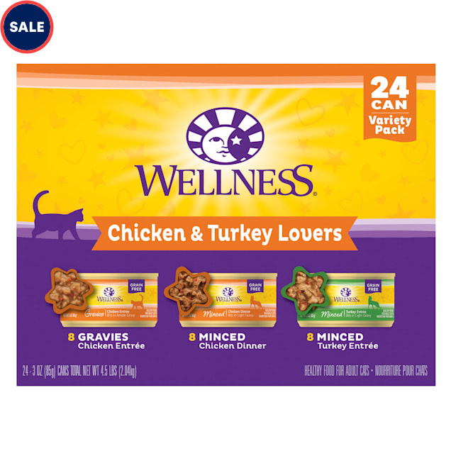 Wellness Complete Health Chicken & Turkey Lovers Variety Pack Wet Adult Cat Food, 3 oz., Count of 24 - Carousel image #1