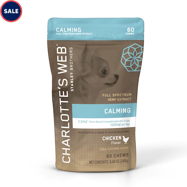 Charlotte's Web Hemp Infused Calming Chicken Flavored Chews for Dogs, 8.46 oz., Count of 60 on Sale At PETCO