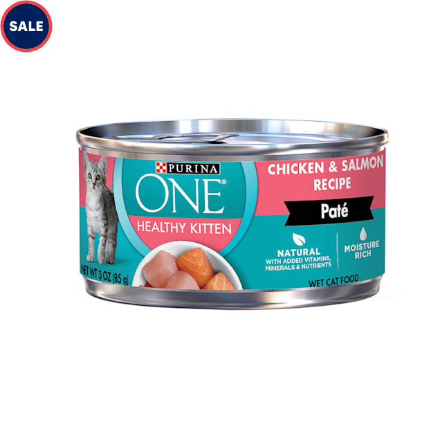 Purina ONE Grain Free Healthy Chicken Salmon Recipe Pate Wet Kitten Food 3 oz. Case of 12